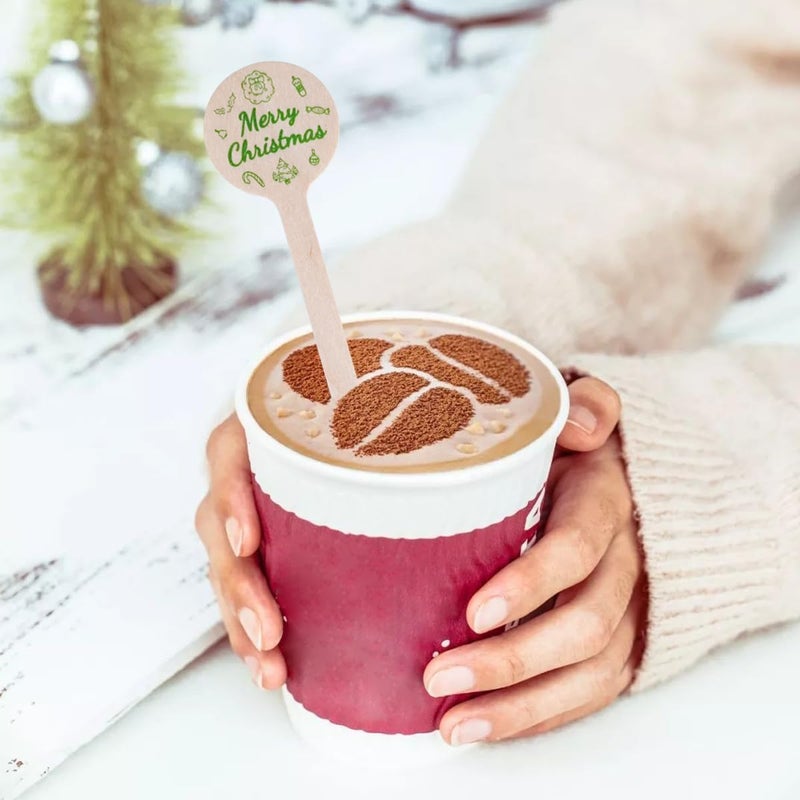 mifengda 120Pcs Christmas Coffee Stir Sticks Wooden Cocktail Stirrers Disposable Drink Stirrers Round Wooden Milk Stirrers 6 Inch Christmas Wooden Stir Sticks for Coffee Beverages Cocktail Chocolate Hot Drinks - Image 5